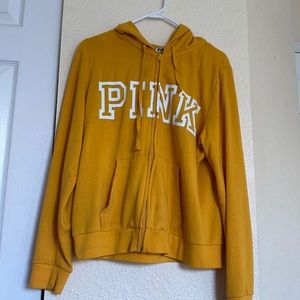 Yellow PINK Victoria Secret Zip-Up hoodie